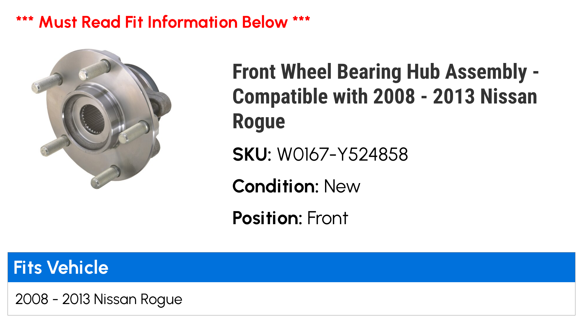 Front Wheel Hub Bearing Assembly For Nissan Rogue 2008-2013 – Yibei-tech YI237048T