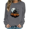 thumbnail image 5 of Inverlee Women's Halloween Sweatshirts Cute Pumpkin Ghost Graphic T-shirt Stretch Round Neck Sweatshirt Long Sleeve Holiday Pullover Tops Halloween Gifts, 5 of 6