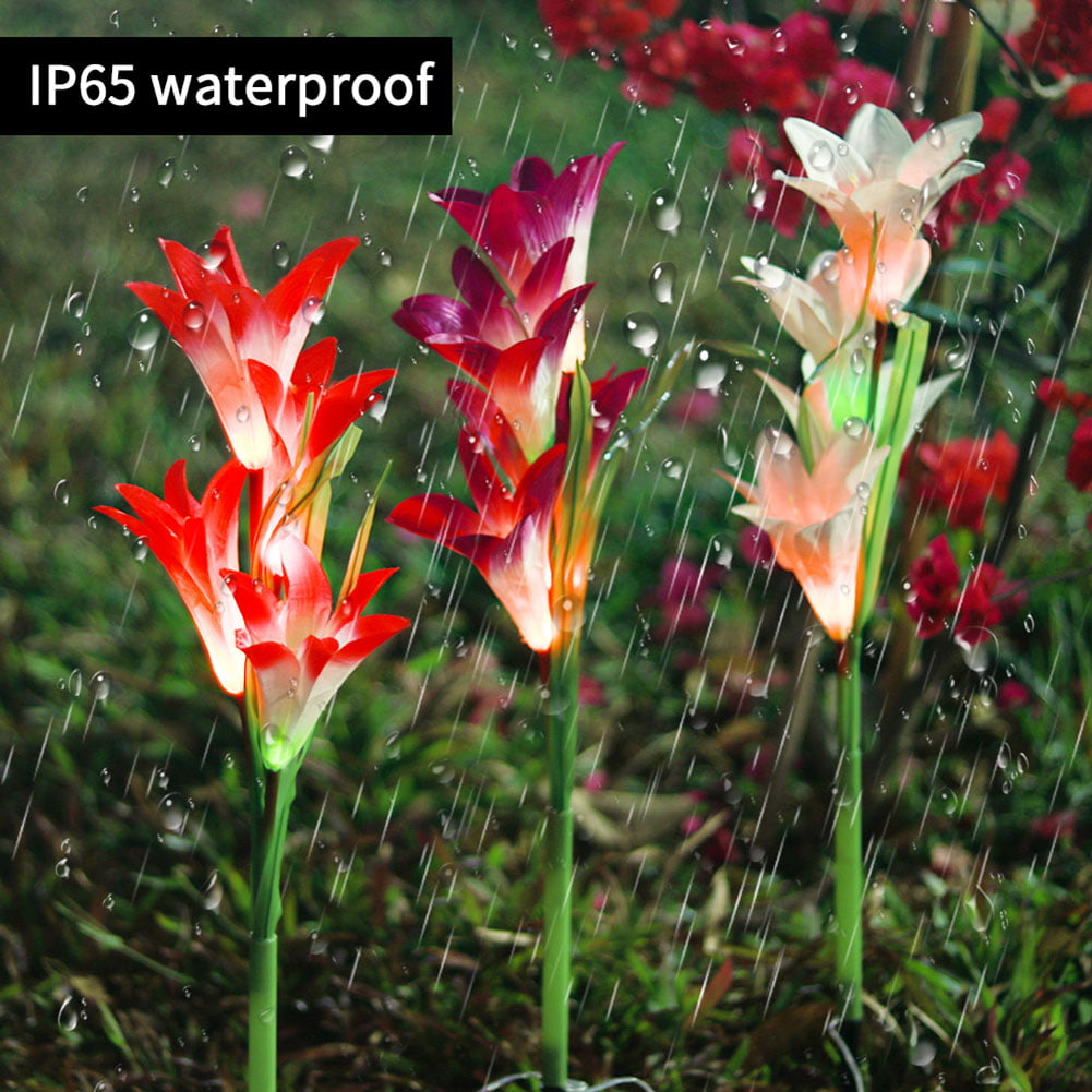 Details about   1PCS Solar Power LED Lily Light Waterproof Outdoor Garden Stake LED Flower Lamp 