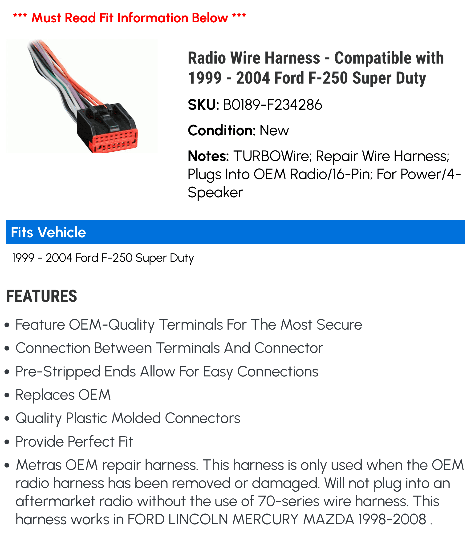 Diagrama de Fiação do Estéreo Ford Super Duty F250