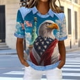thumbnail image 5 of Women's USA 250th Anniversary Waffle Knit Shirt - Patriotic Random Print Short Sleeve Summer Casual Top Waffle Knit Blouse, 5 of 7