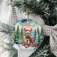 thumbnail image 3 of Merry Christmas Santa Reindeer Antlers Yorkshire Terrier Sleigh Xmas Winter Holiday Ceramic Round Ornament Yorkie Dog Lover Gifts Home Tree Decor - 00023, 3 of 5