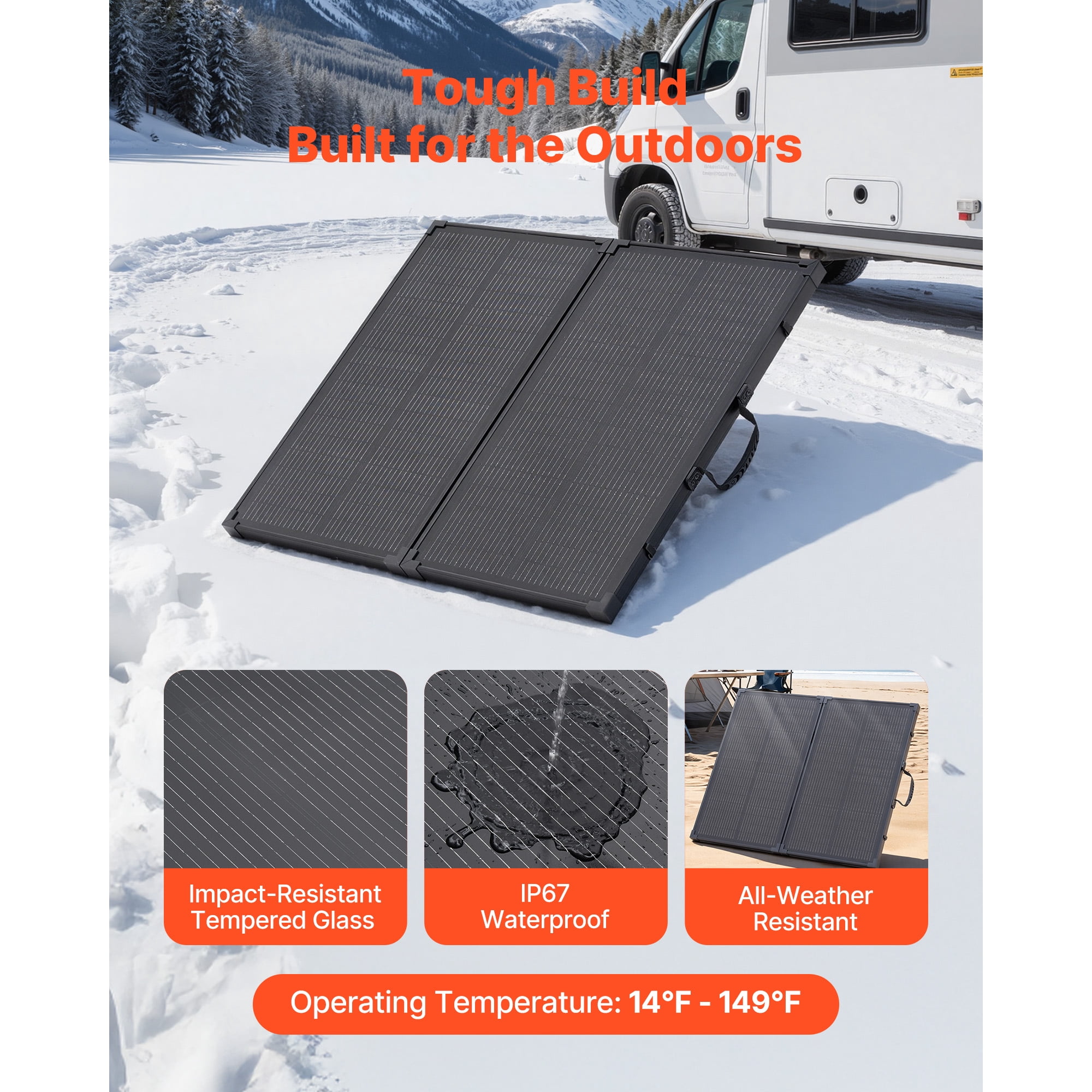 KFFKFF Foldable Solar Panel S100 Monocrystalline 100W ≥24% IP67 +, 1