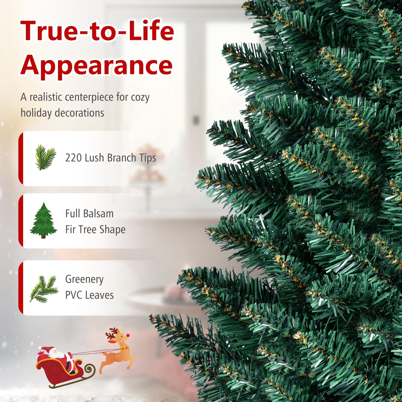 Costway 5Ft PVC Artificial Pencil Christmas Tree Slim Stand Green