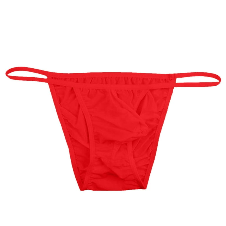 Red Mens Stretch Tanga Briefs Underwear Underpants 