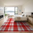 thumbnail image 3 of ODIKA 9'x12' Washable Area Rug Red White Buffalo Check Classic Design Large Scale Tartan Grid for Festive Christmas for Great Room, Indoor Concept, Living Low Pile, Flatwoven, 3 of 7