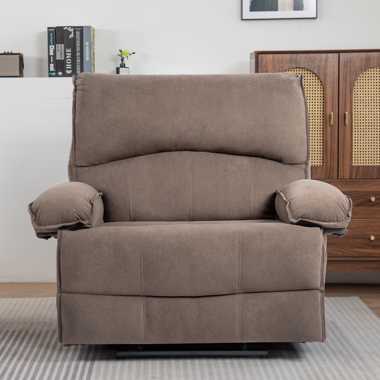 Oversized Recliner Chair, Large Wide Seat Manual Comfortable Recliner with Pockets,Recliner Chair Lounge Chair for Adults Living Room, 350 lb Weight Capacity, Brown