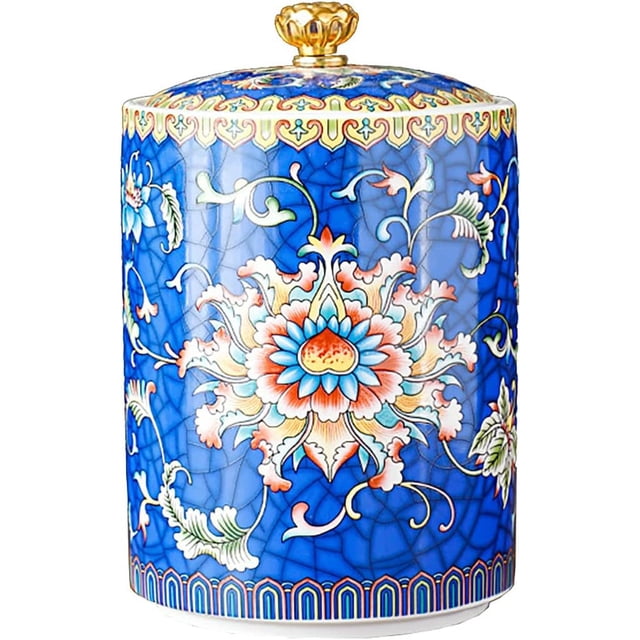 Enamel Ceramic Tea Caddy Tea Canister Tea Storage Container Tins Jar with Airtight Lid Water-proof Tank for Tea Coffee Herb Sugar Spice Nuts