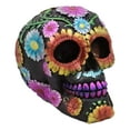 thumbnail image 4 of Ebros Black Day of The Dead Floral Blooms Sugar Skull Figurine Skulls 6" Long, 4 of 6