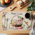 thumbnail image 2 of Easter Eggs Placemats Set of 8 Watercolor Eggs Flowers Butterfly Spring Beige Place Mats Indoor Wipeable Table Mats Washable Dining Table Placemats for Kitchen Holiday Party Home Decor 13x19 Inch, 2 of 9