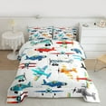 thumbnail image 2 of Homewish Cartoon Helicopter Boys Queen Comforter Set, Aircraft Airplane Lover Bedding Sets, Cute Plane Vehicle Reversible Bedding Comforter Set, Microfiber Bedroom Decor, 3-Piece, 2 of 8