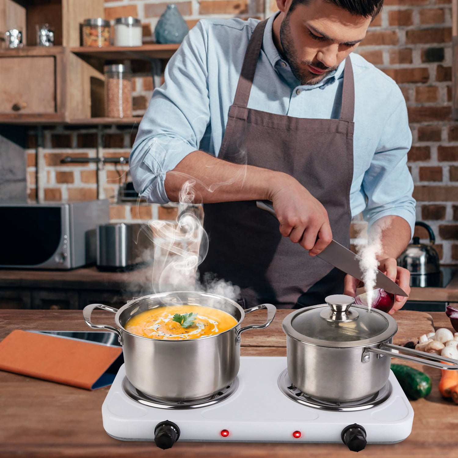 iMounTEK 2000W Portable Burner Coil, Adjustable Hot Plate with Non Slip Rubber 5 Temperature Adjustments,White