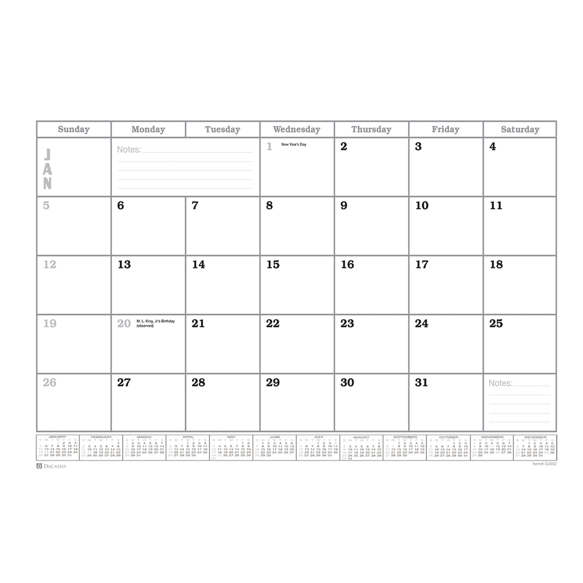 Desk Pad Monthly Calendar Insert, 32.875