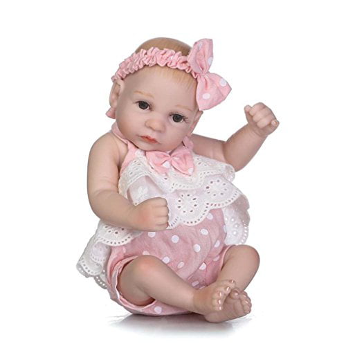 10" Handmade Mini Full Vinyl Body Baby Doll Lifelike Reborn Girl Pink 