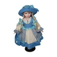 thumbnail image 2 of Muñeca de porcelana de 15,75'' Muñeca de cerámica decorativa Cara de maquillaje esmaltada Hecha a mano azul, 2 of 9