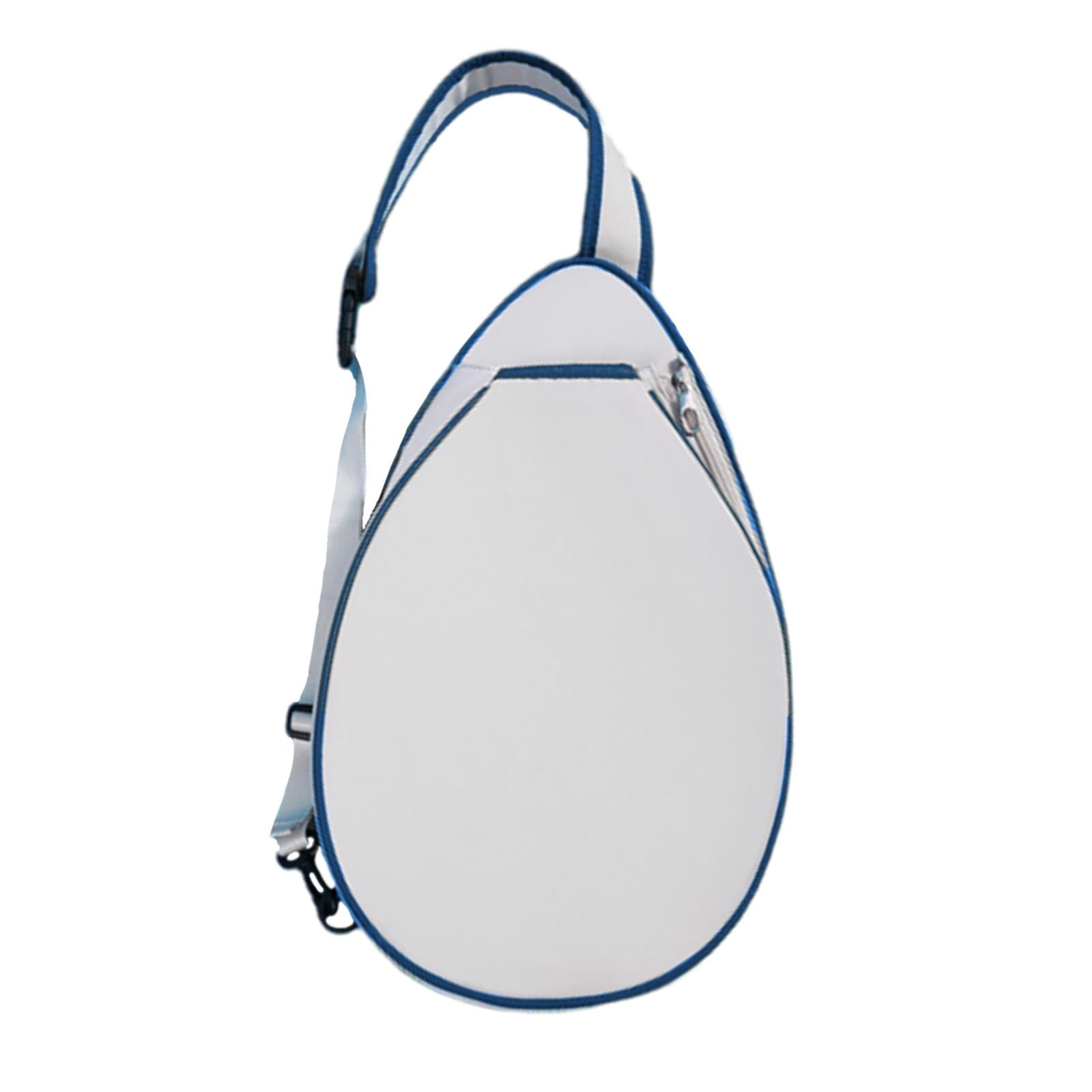 Baoblaze Tennis Bag Portable Lightweight Women Men Paddle Holder Carrier Racket Cover White Blue Edges