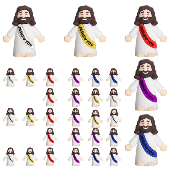 30pcs Little Jesus Figures Jesus Loves You Mini Jesus Figures Hide and Seek Religious Party Favors Sunday School Baptism Gifts