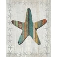 thumbnail image 2 of Fab Funky 26x32 Gold Ornate Wood Framed with Double Matting Museum Art Print Titled - Distressed Wood Style Starfish 1, 2 of 4