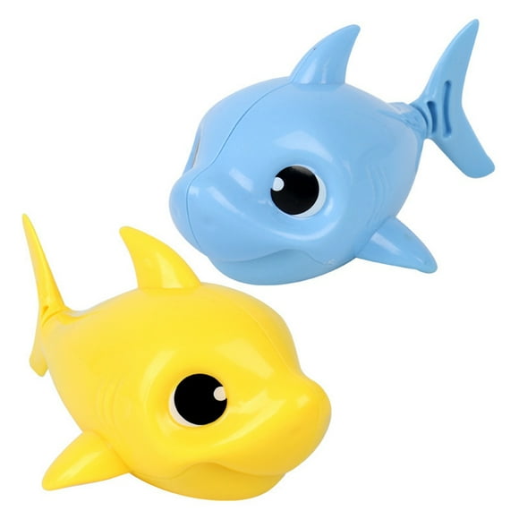 2PCS Wind up Swimming Toys Cartoon Shark Water Toy Bath Pool Toy Baby Shower Toy