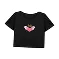 thumbnail image 3 of Top corto para mujer, ropa de verano, elegante camiseta con cuello redondo para caminar, playa y viajes XL, 3 of 7