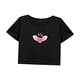 thumbnail image 3 of Camiseta corta con cuello redondo para mujer, ropa de calle elegante para caminar, viajar por la playa L, 3 of 7