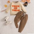 thumbnail image 2 of KPOPLK Toddler Baby Boy Halloween Clothing Sets Letter Embroidered Long Sleeve Tee Tops and Pants Kids 2pcs Outfits Orange Size 6-12 Months, 2 of 9