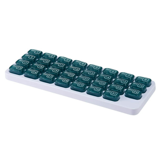 Yhmxh Estuche organizador desmontable con 31 compartimentos diarios, ranura para dosificación semanal, dispensador de pastillas y suplementos, ideal para viajes, ideal para el bolso.
