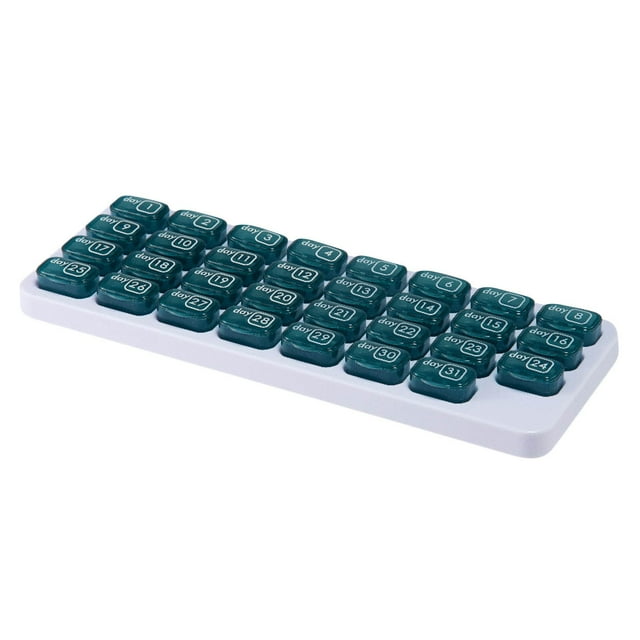 Pompotops Detachable Organizer Case, 31 Daily Compartments, Slot, Weekly Dosis Container, Holder, Pills Medication Dispenser, Supplement, Perfect Travel, Ideal For Purse Clearance