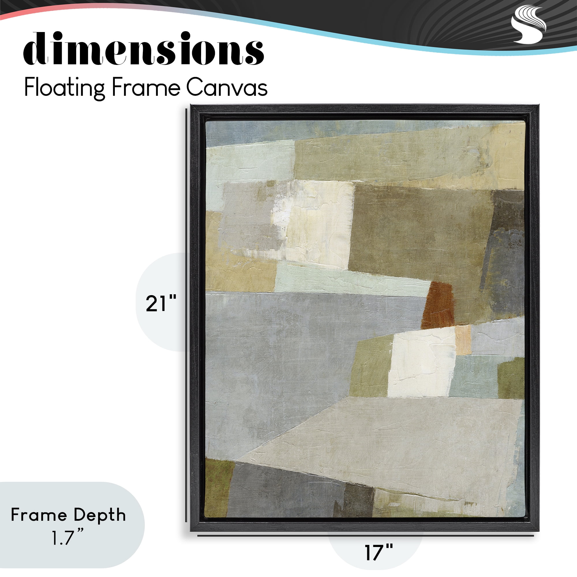 Stupell Industries Causeway Neutral Geometrics Black Framed Floater Canvas Wall Art, design by Suzanne Nicoll