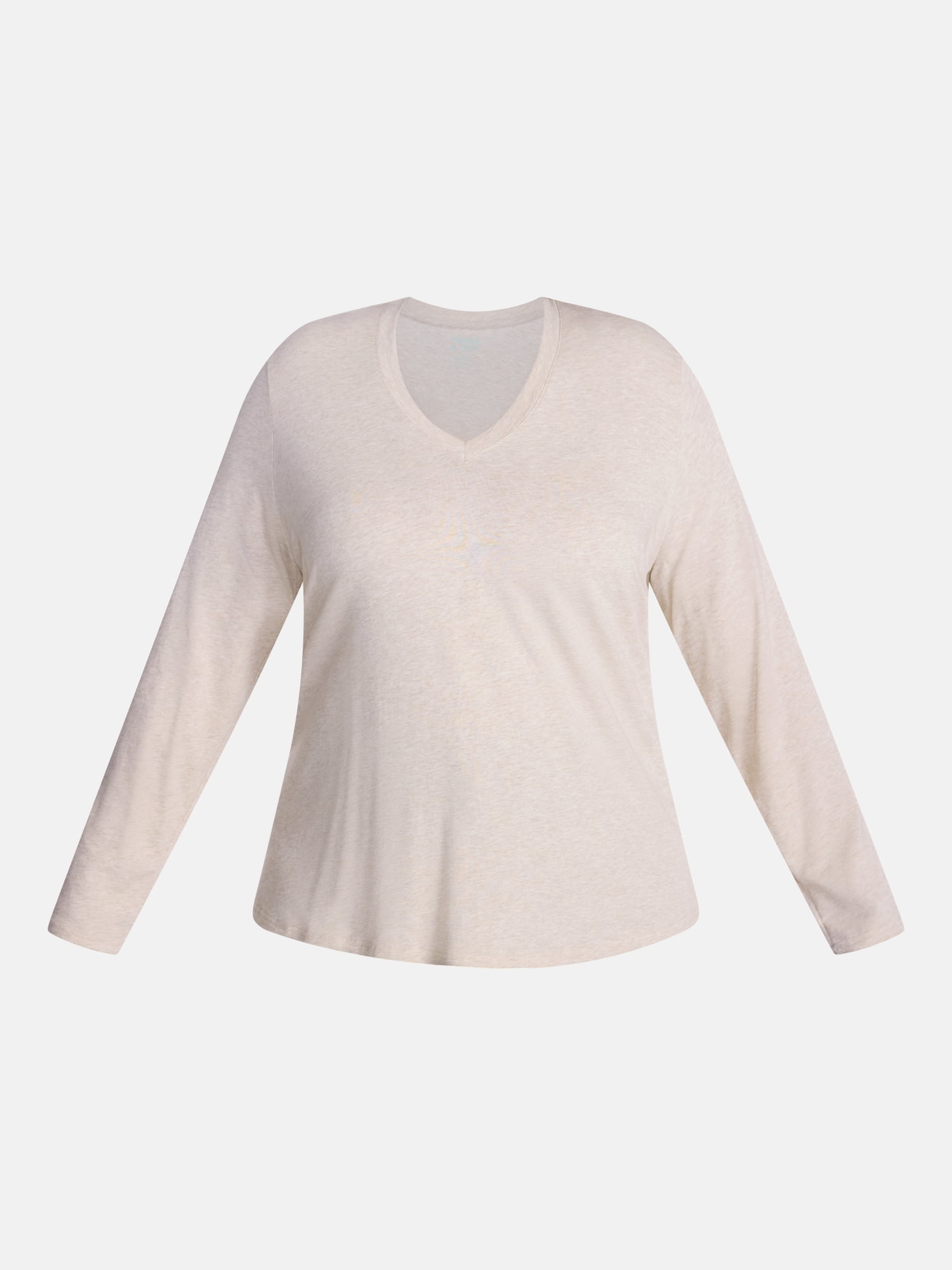 Terra & Sky Women's Plus Size V Neck Tee with Long Sleeves, Size 0X-5X