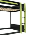 thumbnail image 4 of Harper & Bright Designs Full Size Gaming Bunk Bed with Desk and LED, Wood Gaming Loft Bed Frame with Storage Shelves and USB Charging Ports, Green, 4 of 20