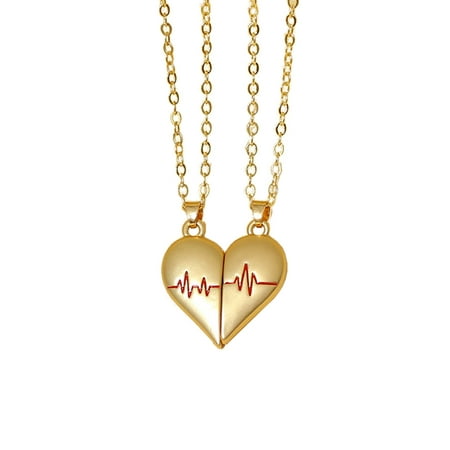

Lovers Heart Pendant Couple Necklaces Strong Magnetic Love Electrogram Long Distance Necklace for Girlfriend Men Women