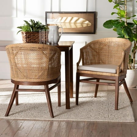 bali & pari Lumajang Boho Dining Chair, 2-Piece, Light Honey