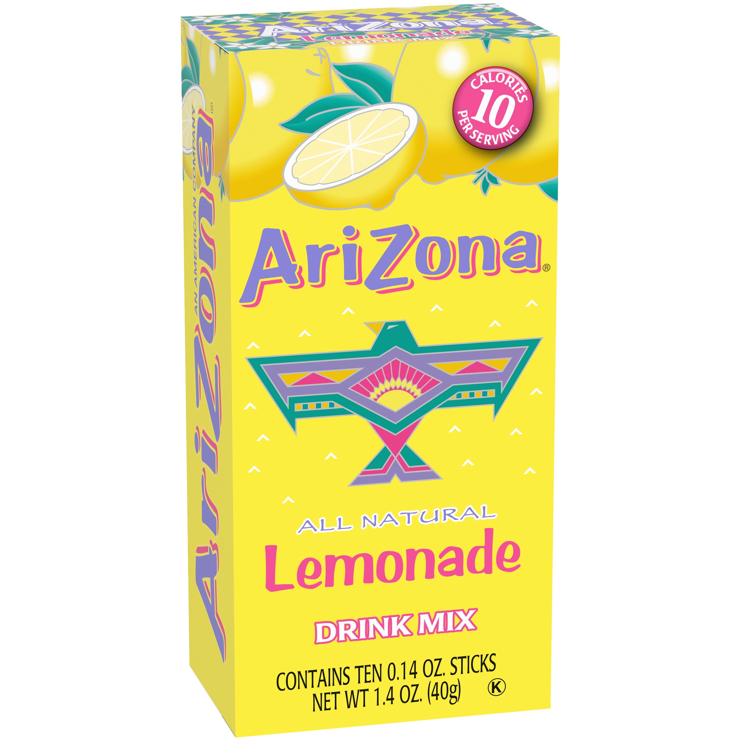 AriZona Zero Sugar Lemonade Powdered Drink Mix Sticks, 10 ct. Box