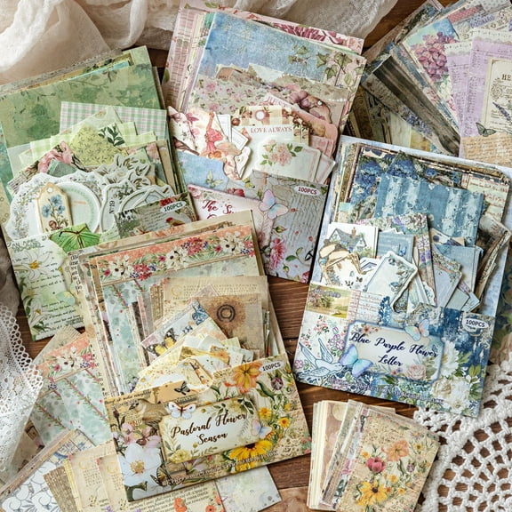 Vintage Scrapbook Paper Kit Decorative Craft Supplies for Junk Journal Card Making & Crafts, 400PCS