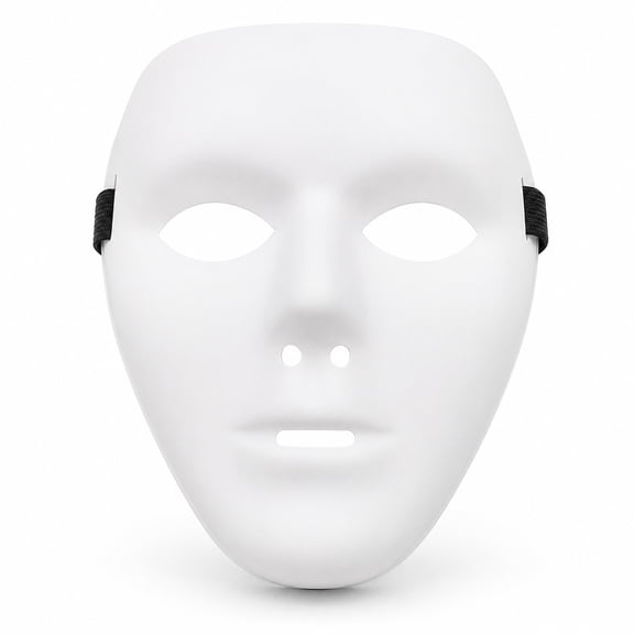 White Full Face Costume Mask with Elastic Strap for Parties Cosplay DIY Art