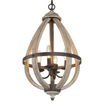 LNC 4-Light Rusty Bronze and Distressed Wood Farmhouse LED Kitchen Island Chandelier