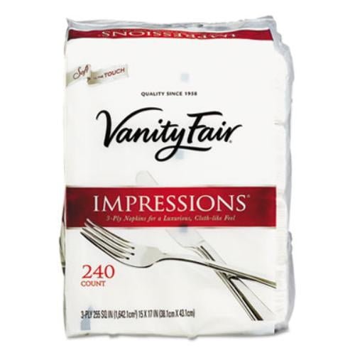 Vanity Fair Impressions Dinner Napkins, 3Ply, 15 x 17, White, 240/Carton 831047