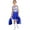 Blue, variant on Miutii Kids 3Pcs Cheerleading Uniform for Girls Sleeveless Cheer Leader Dance Dress Outfit with Stockings 2 Pom Poms Red 5-6