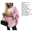 thumbnail image 7 of Women's Sweater - O-Neck 3/4 Sleeve Cloak Style, Pullover Tops Solid Color, Loose Fit Elastic Knitting Tops, 7 of 7