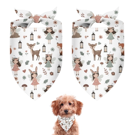Dog Bandana 2 Pack,Forest Fairy Princess Pattern Bandanas for Dogs,Cat Bandana,Small/ Large Dog Bandana 2 Size,Dog Bandanas
