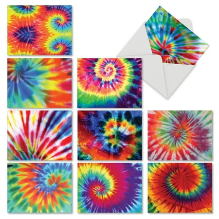 M6593TYG TO DYE FOR' 10 Assorted Thank You Note Cards Featuring Groovy Spiral and Swirled Tie Dye Designs to Awaken Your Inner Hippie, with Envelopes by The Best Card