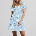 thumbnail image 7 of Hvot&aat Womens Summer Dress Floral Print Casual Short Sleeve Dress with Pockets A-Line Swing Dress for Beach or Daily Wear, 7 of 7