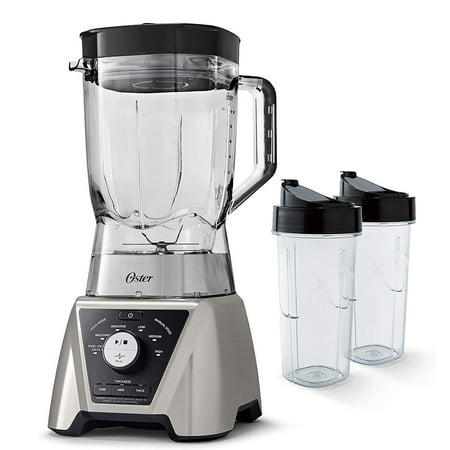 Oster Texture Select Pro Blender with 2 Blend-N-Go Cups and Tritan Jar, Brushed Nickel