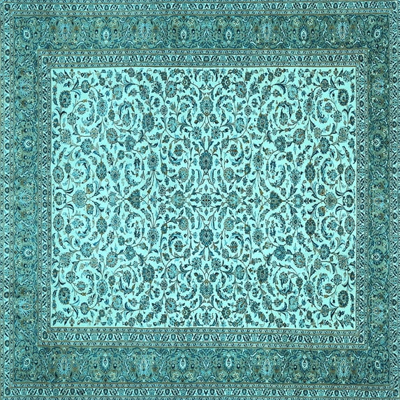 Ahgly Company Indoor Square Persian Light Blue Traditional Area Rugs, 4' Square