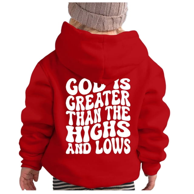 MEZZALL Sweat à Capuche Sport à Manches Longues Imprimé Mignon Décontracté pour Garçons et Filles, Rouge, 3-4 Ans