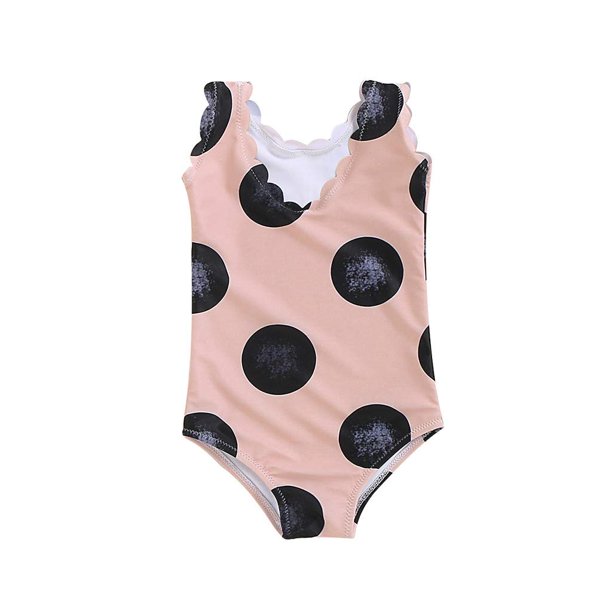 Traje de baño con volantes para niña pequeña de 18 a 24 meses, color rosa