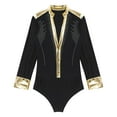 thumbnail image 3 of Alvivi Mens V Neck Rhinestone Figure Skating Leotard Long Sleeves Bodysuit Ballroom Latin Dance Shirt Black M, 3 of 7