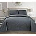 thumbnail image 3 of Mk Collection 3pc King/California King Solid Embossed Bedspread Bed Cover Over Size Dark Grey New, 3 of 3