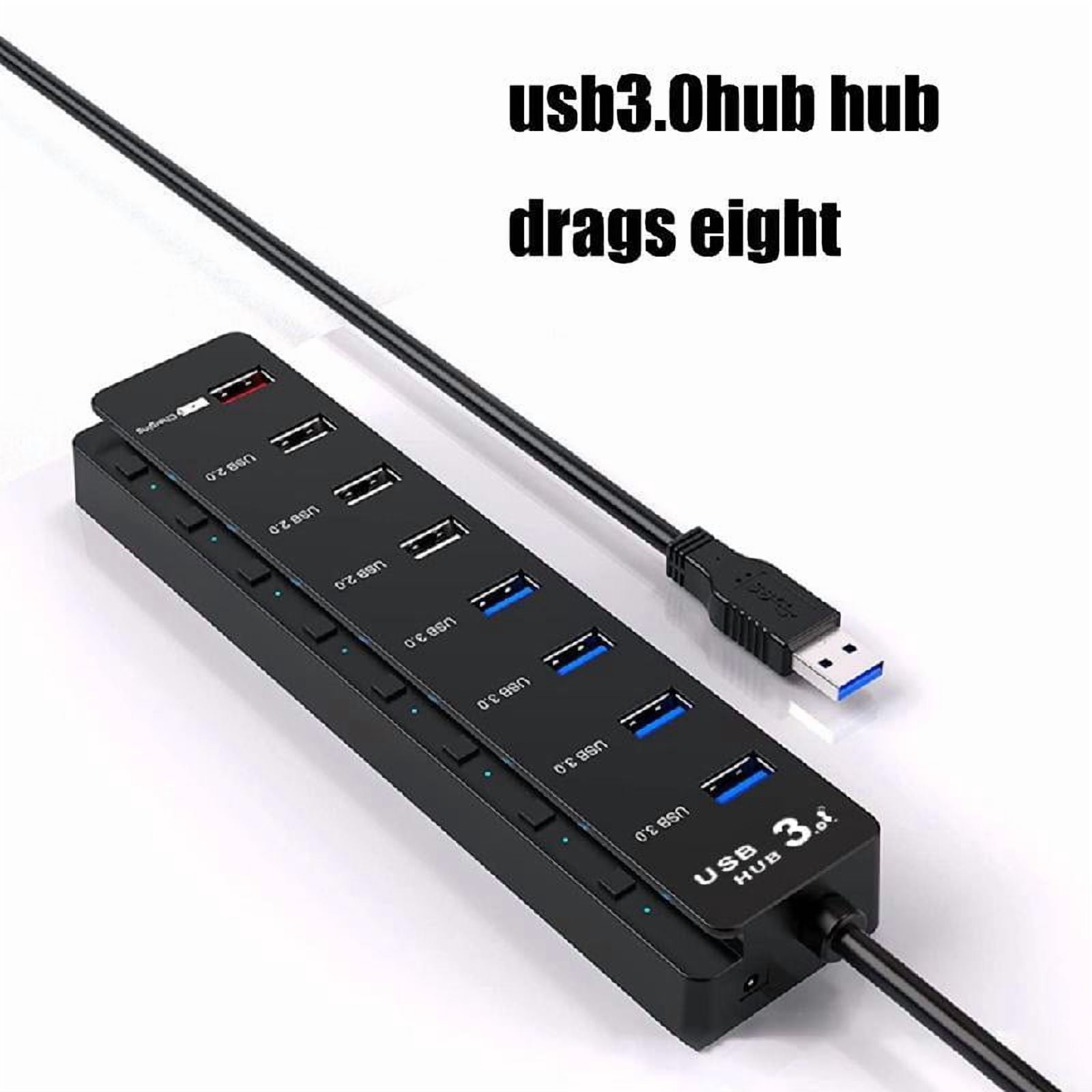 8 Port USB 3.0 2.0 Hub Multi USB Port Hub with Individual Switches Light